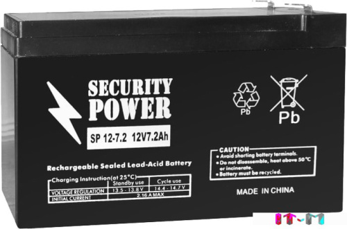 Аккумулятор для ИБП Security Power SP 12-7.2 F2 (12В/7.2 А·ч) фото 2