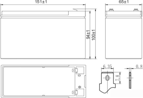 Аккумулятор для ИБП Delta HR 12-34W (12В/9 А·ч) фото 2