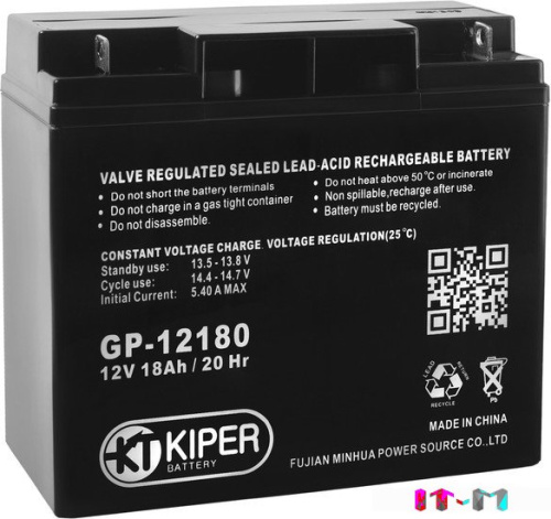 Аккумулятор для ИБП Kiper GP-12180 (12В/18 А·ч) фото 2
