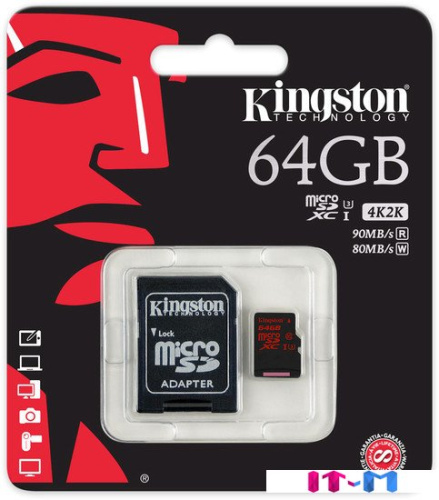 Карта памяти Kingston microSDXC UHS-I U3 (Class 10) 64GB (SDCA3/64GB) фото 3