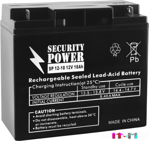 Аккумулятор для ИБП Security Power SP 12-18 (12В/18 А·ч) фото 2