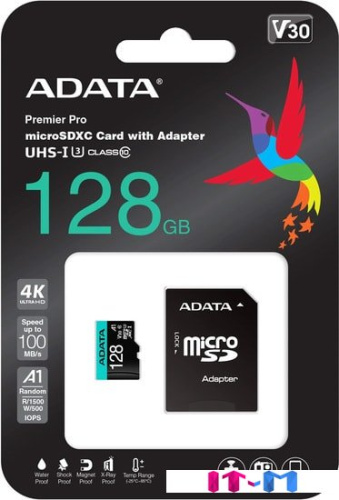 Карта памяти A-Data Premier Pro AUSDX128GUI3V30SA2-RA1 microSDXC 128GB (с адаптером) фото 3