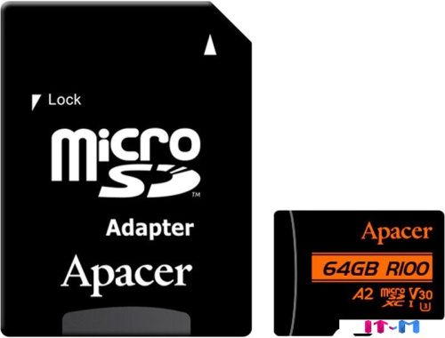 Apacer microSDXC AP64GMCSX10U8-R 64GB (с адаптером) фото 4