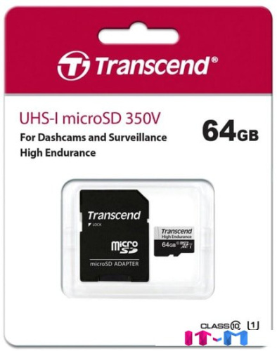 Карта памяти Transcend microSDXC TS64GUSD350V 64GB (с адаптером) фото 3