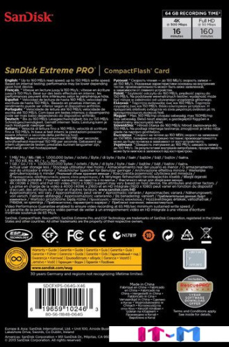 Карта памяти SanDisk Extreme Pro CompactFlash 64GB (SDCFXPS-064G-X46) фото 5