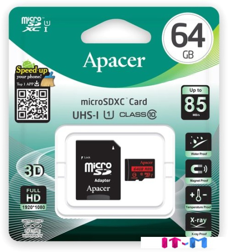 Карта памяти Apacer microSDXC AP64GMCSX10U5-R 64GB (с адаптером) фото 3