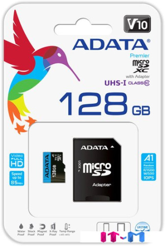 Карта памяти A-Data Premier AUSDX128GUICL10A1-RA1 microSDXC 128GB (с адаптером) фото 5