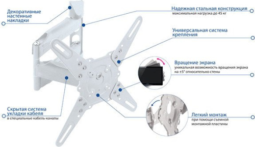 Кронштейн Kromax ATLANTIS-40 (белый) фото 4