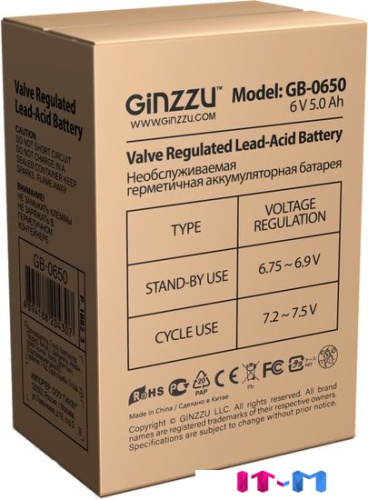 Аккумулятор для ИБП Ginzzu GB-0650 (6В/5 А·ч) фото 2