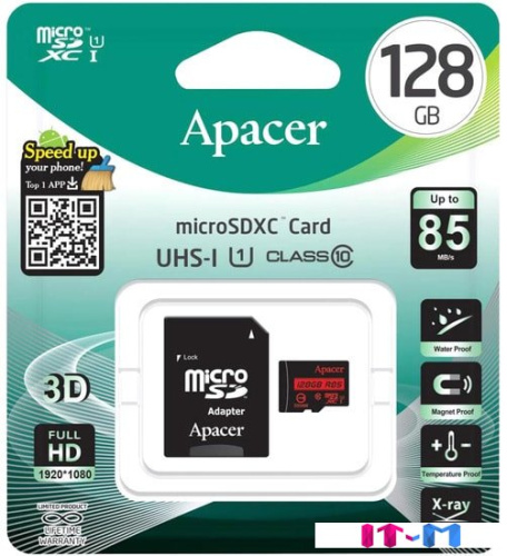Карта памяти Apacer microSDXC AP128GMCSX10U5-R 128GB (с адаптером) фото 3