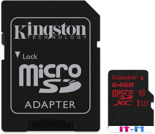 Карта памяти Kingston microSDXC UHS-I U3 (Class 10) 64GB (SDCA3/64GB) фото 2