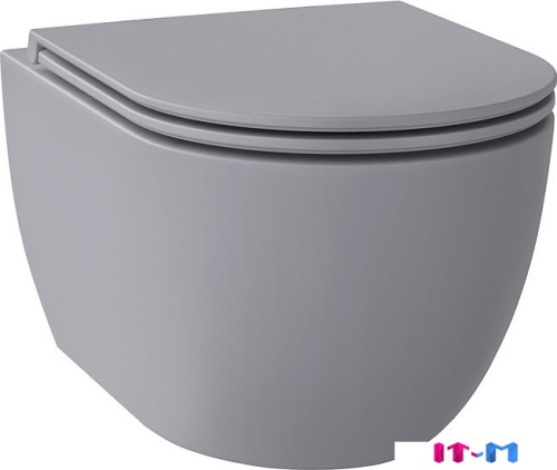 Унитаз подвесной Wellsee Chalice Perfection RimFree 182610001 (чаша, пневмокрышка, матовый серый) фото 2