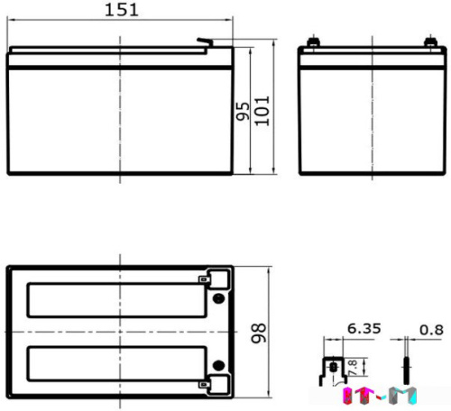 Аккумулятор для ИБП Delta HR 12-51W (12В/12 А·ч) фото 2