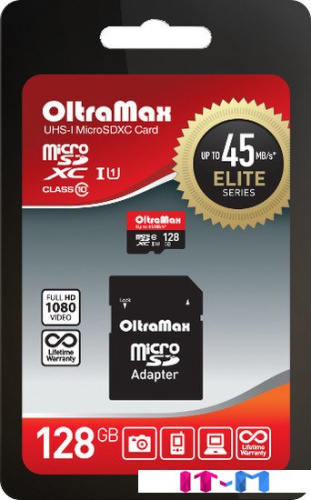 Карта памяти Oltramax Elite microSDXC UHS-I (Class 10) 128GB + адаптер фото 3