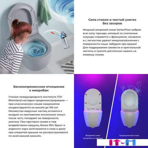 Унитаз подвесной Wellsee Chalice Perfection RimFree 182610001 (чаша, пневмокрышка, матовый серый) фото 4
