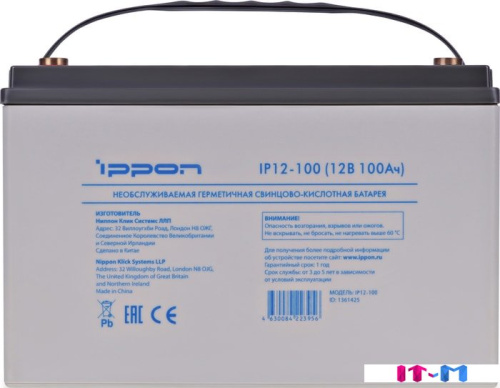 Аккумулятор для ИБП IPPON IP12-100 (12В/100 А·ч) фото 4