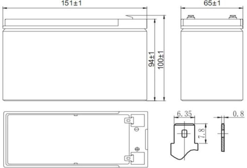 Аккумулятор для ИБП Delta HR 12-28W (12В/7 А·ч) фото 2