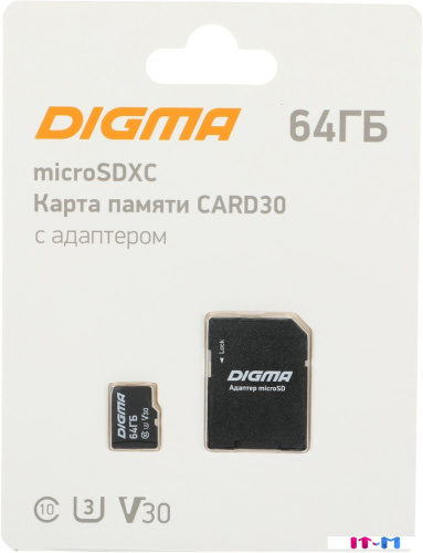 Карта памяти Digma MicroSDXC Class 10 Card30 DGFCA064A03 фото 2