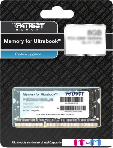 Оперативная память Patriot Memory for Ultrabook 8GB DDR3 SO-DIMM PC3-12800 (PSD38G1600L2S) фото 2