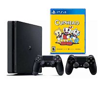 Sony PlayStation 4 Slim 1TB + Cuphead 2 геймпада